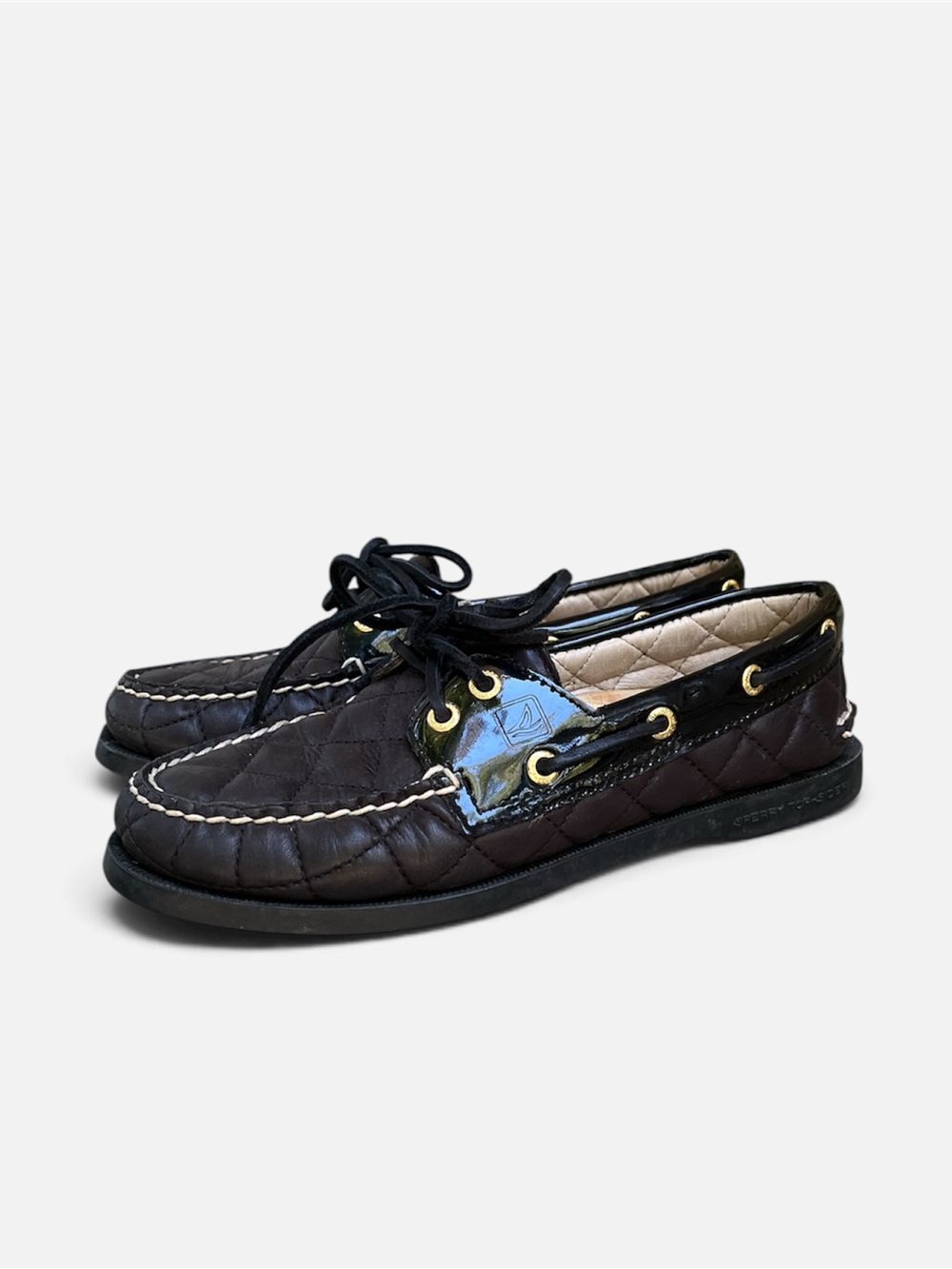 Sperry Top-Sider Quilted Leather Boat Shoe in Black Size 6M